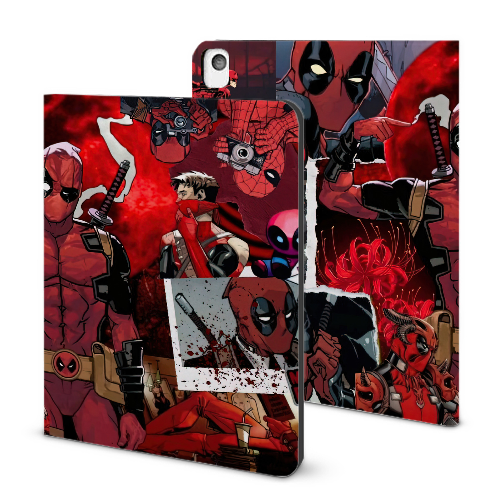 （画像用） Deadpool デッドプール IPadケース ペンホルダー付き ブックスタイルデザイン